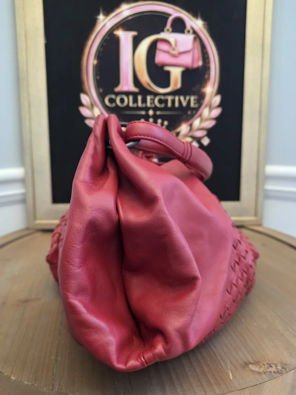 Bottega Veneta Coral-Red Intrecciato Leather Hobo